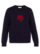 Matchesfashion.com Gucci - Skull Intarsia Wool Blend Sweater - Mens - Navy