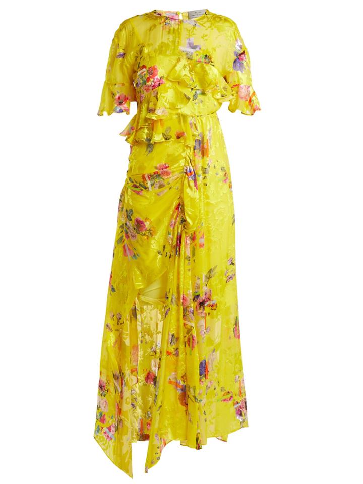 Preen By Thornton Bregazzi Nickesha Floral-print Satin Devor Dress
