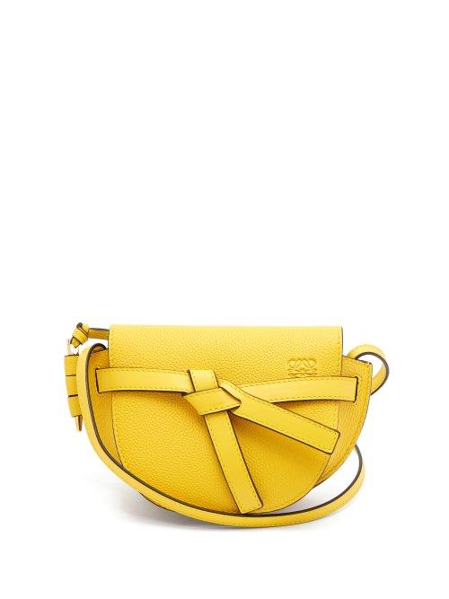 Matchesfashion.com Loewe - Gate Mini Grained Leather Cross Body Bag - Womens - Yellow