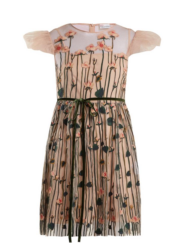 Redvalentino Floral-embroidered Tulle Mini Dress