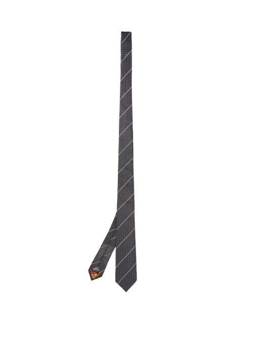 Matchesfashion.com Paul Smith - Striped Grenadine-silk Tie - Mens - Grey