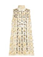 Matchesfashion.com Miu Miu - Pearl And Sequin Embellished Satin Mini Dress - Womens - Beige Multi