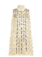 Matchesfashion.com Miu Miu - Pearl And Sequin Embellished Satin Mini Dress - Womens - Beige Multi