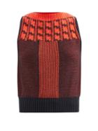 Ladies Rtw Victoria Beckham - Geometric-jacquard Wool-blend Sleeveless Sweater - Womens - Red Navy