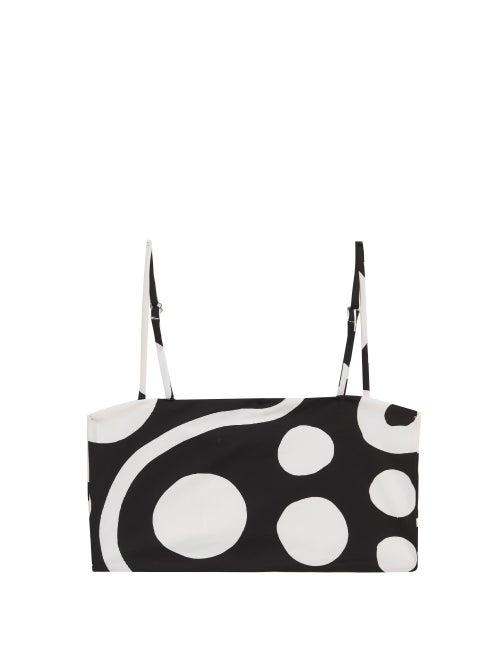 Matchesfashion.com Cala De La Cruz - Valentina Abstract-print Bandeau Bikini Top - Womens - Black Print