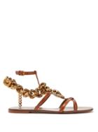 Matchesfashion.com Dolce & Gabbana - Devotion Heart And Chain Leather Sandals - Womens - Tan