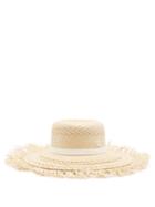 Maison Michel - Claudine Frayed Woven-paper Hat - Womens - Natural