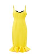 Matchesfashion.com Versace - Sweetheart-neck Flounced Crepe Pencil Dress - Womens - Yellow Multi