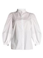 Matchesfashion.com Alexander Mcqueen - Lantern Sleeved Poplin Blouse - Womens - White