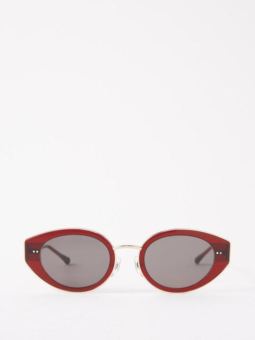 Matsuda - Cat-eye Acetate And Metal Sunglasses - Mens - Bordeaux