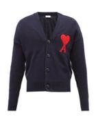 Ami - Ami De Caur Logo-patch Cotton-blend Cardigan - Mens - Navy