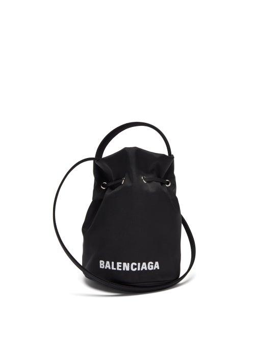 Balenciaga - Wheel Xs Canvas Bucket Bag - Womens - Black White