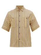 Matchesfashion.com King & Tuckfield - Patch-pocket Striped Cotton-blend Shirt - Mens - Yellow Navy