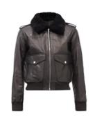 Nili Lotan - Kenzie Shearling-collar Leather Bomber Jacket - Womens - Black