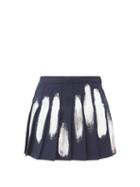 Matchesfashion.com Germanier - Hand-painted Pleated Mini Skirt - Womens - Navy Multi