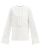 Matchesfashion.com Totme - Flared-sleeve Linen-blend Voile Shirt - Womens - White