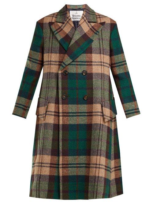Matchesfashion.com Vivienne Westwood - Princess Hecked Harris Tweed Coat - Womens - Green