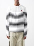 Ami - Ami De Caur-logo Cotton Long-sleeved T-shirt - Mens - White Multi
