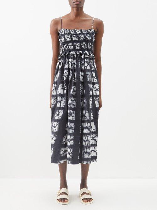Ulla Johnson - Akshara Shibori-dyed Cotton Midi Dress - Womens - Black White