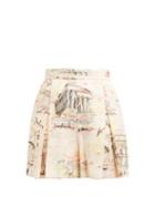 Matchesfashion.com Emilia Wickstead - Leslie Italy Print Shorts - Womens - Pink Print