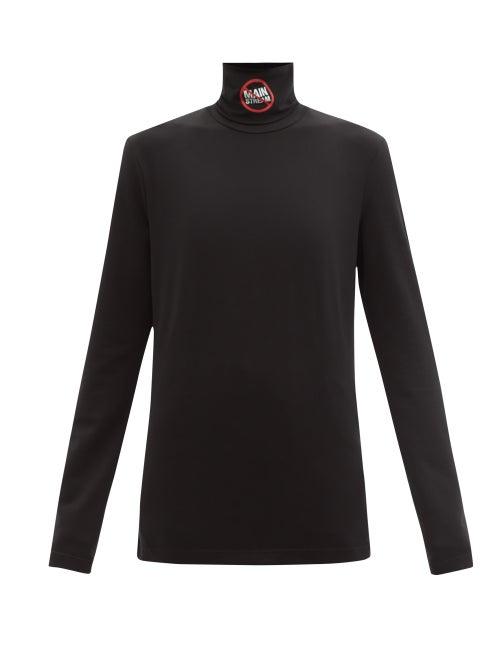 Ladies Rtw Vetements - No Mainstream Roll-neck Cotton-blend Top - Womens - Black