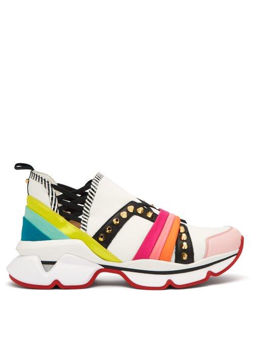 Matchesfashion.com Christian Louboutin - 123 Run Studded Low Top Trainers - Womens - White Multi