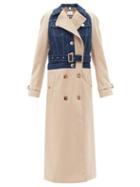 Ladies Rtw Burberry - Double-breasted Denim And Gabardine Trench Coat - Womens - Beige