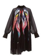 Matchesfashion.com Romance Was Born - Why The Butterflies Sheer Pleated Organza Dress - Womens - Black Multi