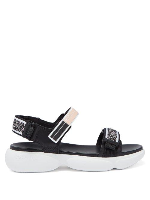 Matchesfashion.com Prada - Cloudbust Technical Knit Sandals - Womens - Black Pink