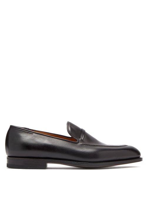 Matchesfashion.com John Lobb - Amble Leather Penny Loafers - Mens - Black