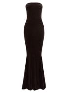 Matchesfashion.com Norma Kamali - Strapless Fishtail Velvet Dress - Womens - Black