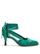 Matchesfashion.com Castaer - X Manolo Blahnik Satin Pumps - Womens - Green