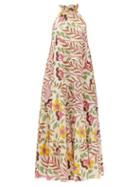 Matchesfashion.com Rhode - Julia Ruffled Floral-print Cotton-poplin Dress - Womens - Cream Multi