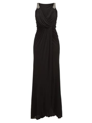 Matchesfashion.com William Vintage - Ossie Clark Beaded Wrap Dress - Womens - Black
