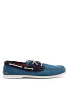 Mens Shoes Quoddy - Downeast Suede Boat Shoes - Mens - Blue