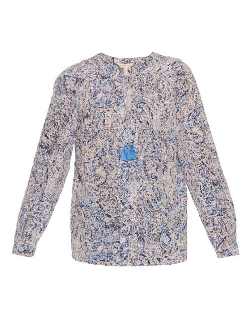 Rebecca Taylor Block-print Silk Blouse
