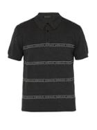 Matchesfashion.com Versace - Logo Intarsia Cotton Blend Polo Shirt - Mens - Grey