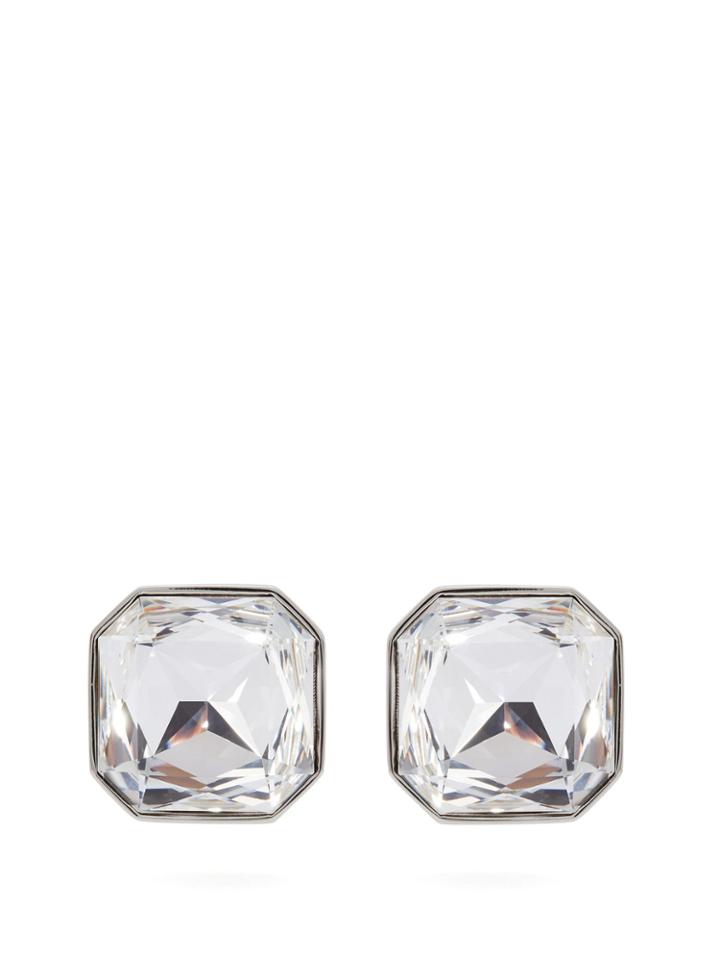 Saint Laurent Smoking Crystal-embellished Clip-on Earrings
