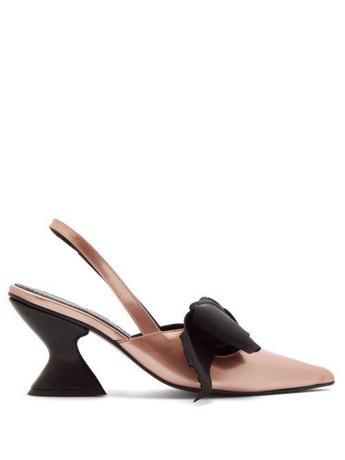Matchesfashion.com Marques'almeida - Point Toe Metallic Leather Slingback Pumps - Womens - Pink