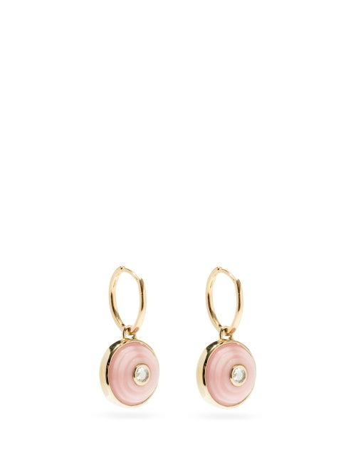 Noor Fares - Inle Diamond, Opal & 18kt Gold Earrings - Womens - Pink Multi