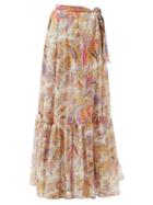 Matchesfashion.com Etro - Zante Tiered Paisley-print Cotton-blend Maxi Skirt - Womens - White Multi