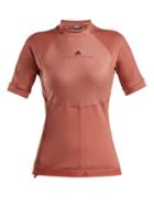 Matchesfashion.com Adidas By Stella Mccartney - Run High Neck Zip Panelled Performance T Shirt - Womens - Pink
