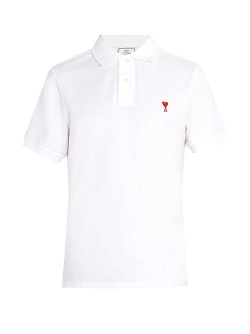 Matchesfashion.com Ami - Ami De Coeur Embroidered Cotton Piqu Polo Shirt - Mens - White
