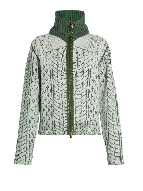 Maison Margiela Cable-knit Print Zip-through Sweater