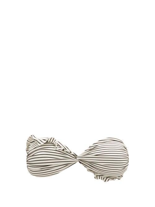 Matchesfashion.com Casa Raki - Ruffled Striped Strapless Bikini Top - Womens - Black Stripe