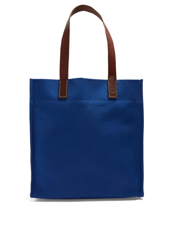 Frescobol Carioca Leather-handle Linen-canvas Tote
