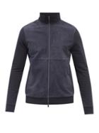 Mens Rtw Herno - Nubuck-panel Cotton-jersey Jacket - Mens - Navy