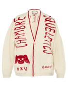 Matchesfashion.com Gucci - Chambre Skull Wool Varsity Cardigan - Mens - Red White