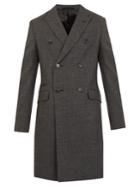 Prada Checked Double-breasted Wool Overcoat