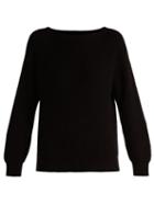 Matchesfashion.com Weekend Max Mara - Boat Neck Cotton And Wool Blend Sweater - Womens - Black